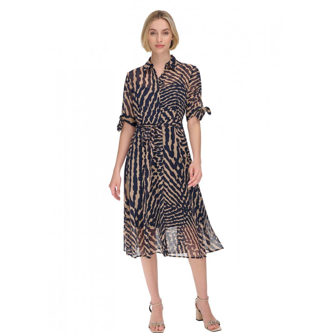 Calvin klein - Robe chemise 'Tie Sleeve Printed Chiffo' pour Femmes