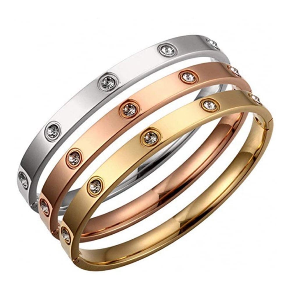 Liv oliver - Bangle 'Tri Color Embelished' pour Femmes - 3 Pièces