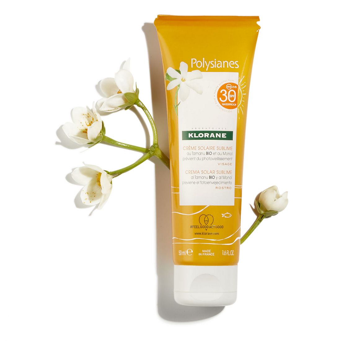 Klorane - Crème solaire pour le visage 'Polysianes Au Monoï et Tamanu BIO Sublime SPF30' - 50 ml