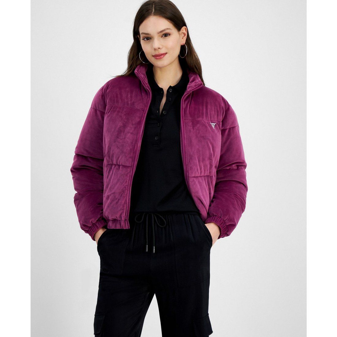 Guess - Veste matelassée 'Couture Zip-Front Puffer Jacket' pour Femmes