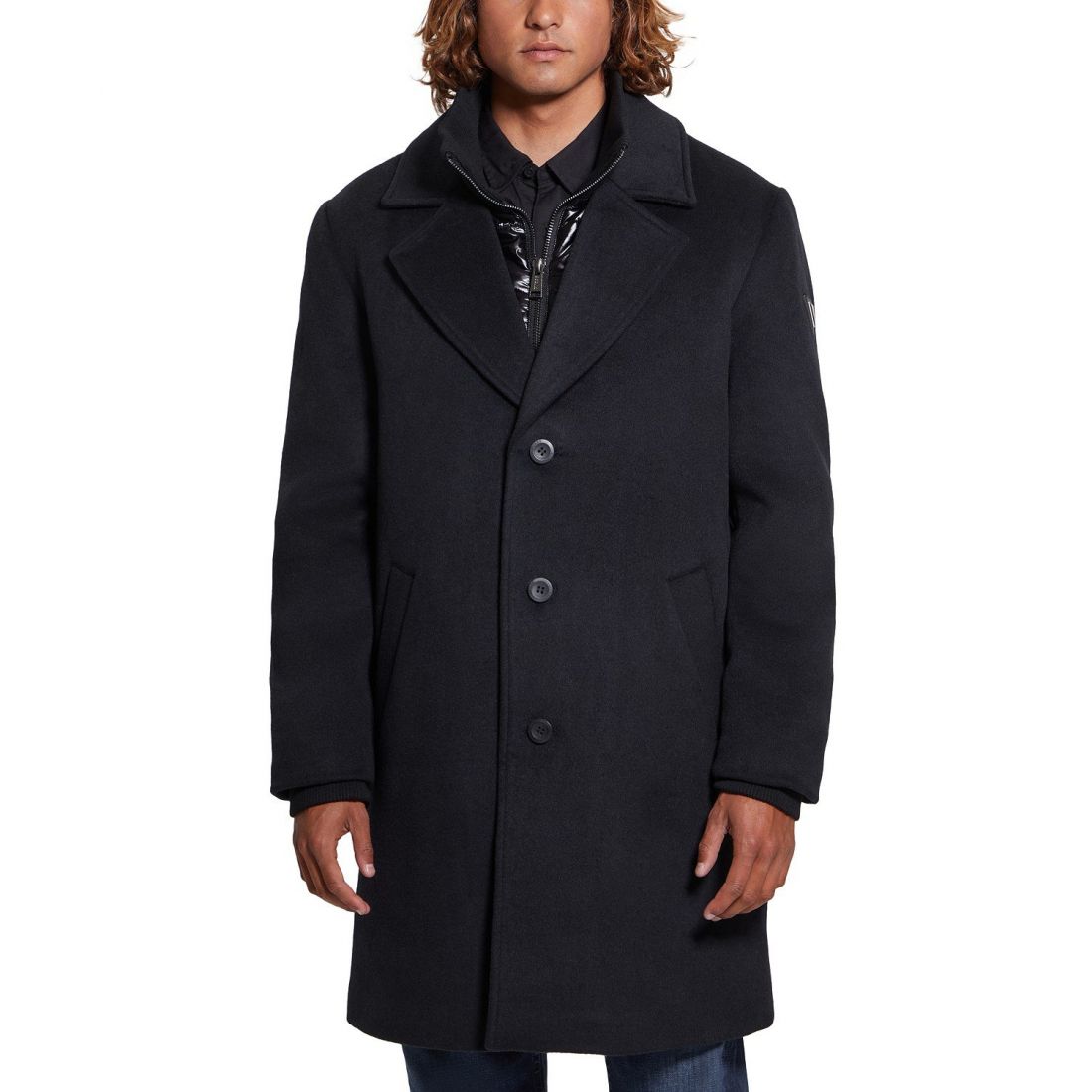 Guess - Manteau 'Wool Blend With Removable Quilted Bib' pour Hommes