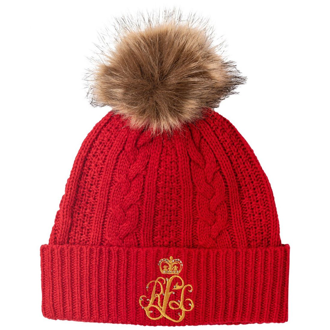 Lauren ralph lauren - Bonnet 'Cable with Direct Embroidery and Stones' pour Femmes