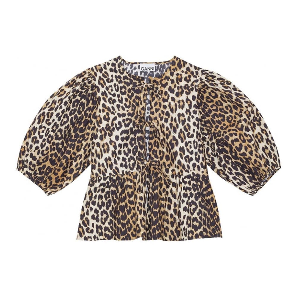 Ganni - "Blouse à manches courtes 'Leopard-Print' pour Femmes"