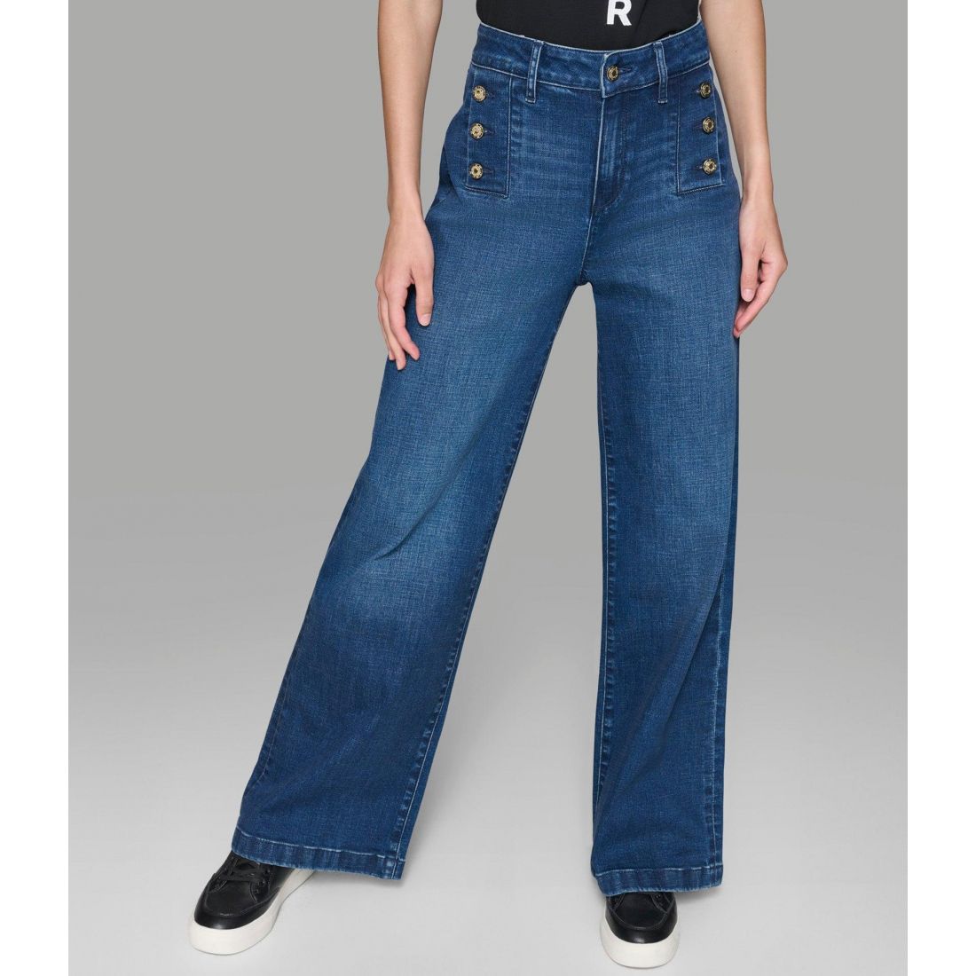 Karl lagerfeld paris - Jeans 'Sailor Button Straight Leg' pour Femmes