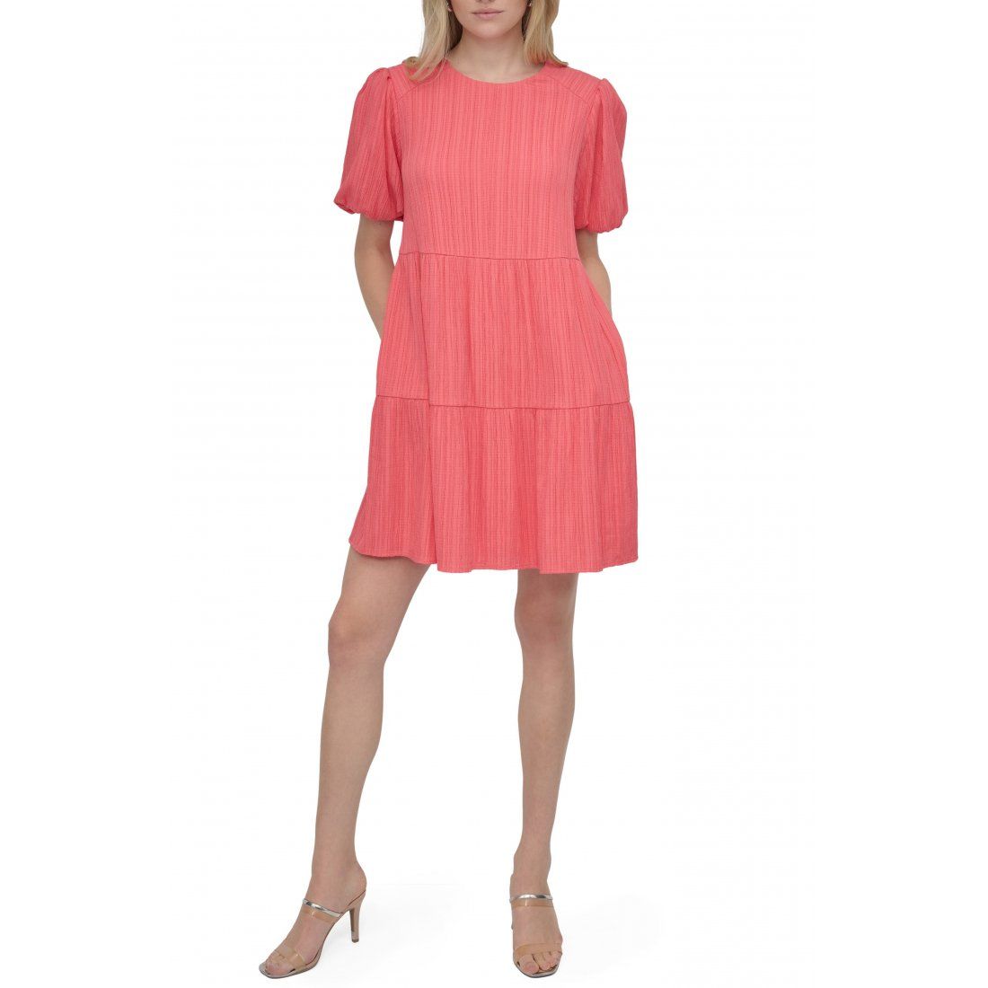 Dkny - Robe mini 'Puff Sleeve Tiered' pour Femmes