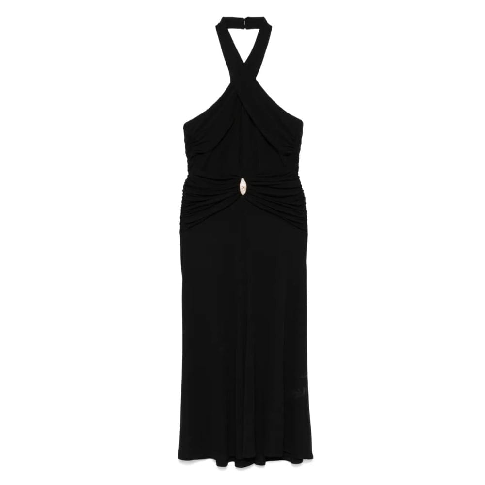 Elisabetta franchi - "Robe Midi 'Logo-Plaque' pour Femmes"