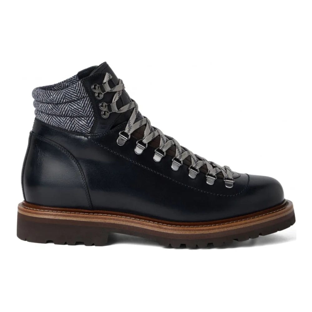 Brunello cucinelli - Bottes de randonnée 'Lace-Up Herringbone-Detail' pour Hommes