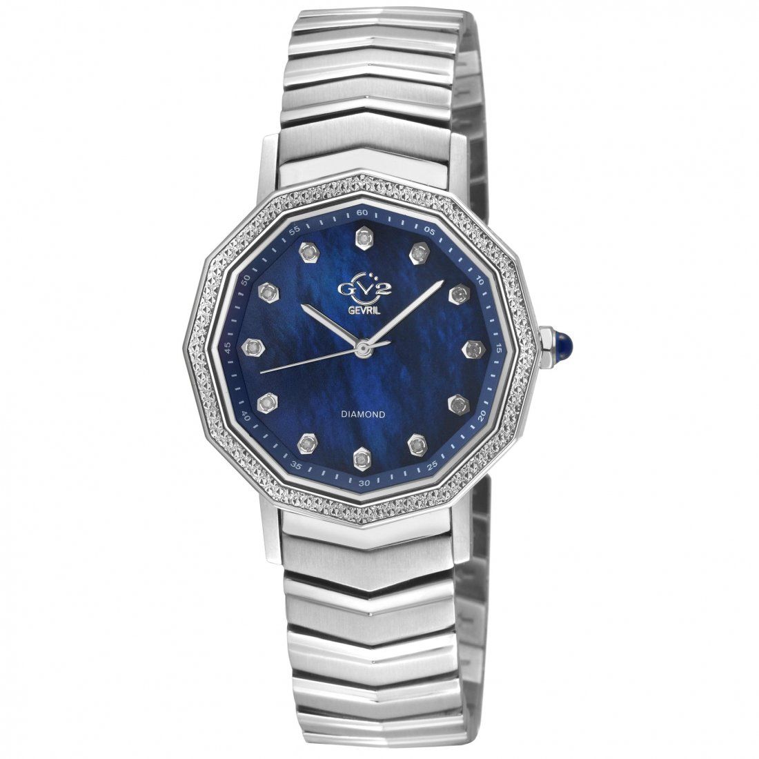 Gevril - Women's Spello II Women's SS Case, Blue MOP Dial, SS Bracelet Watch