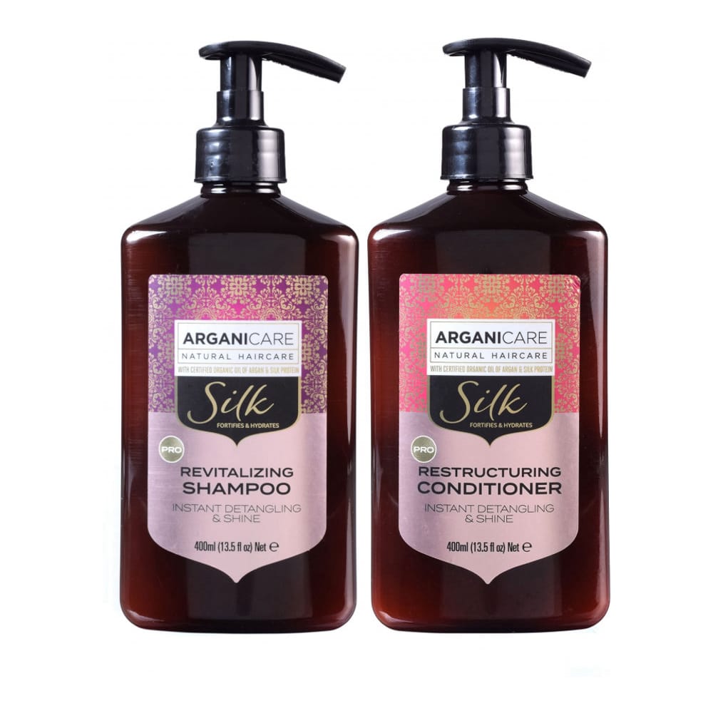 Arganicare - 'Duo Protéine De Soie Shampooing + Après-Shampooing' - 400 ml, 2 Pièces