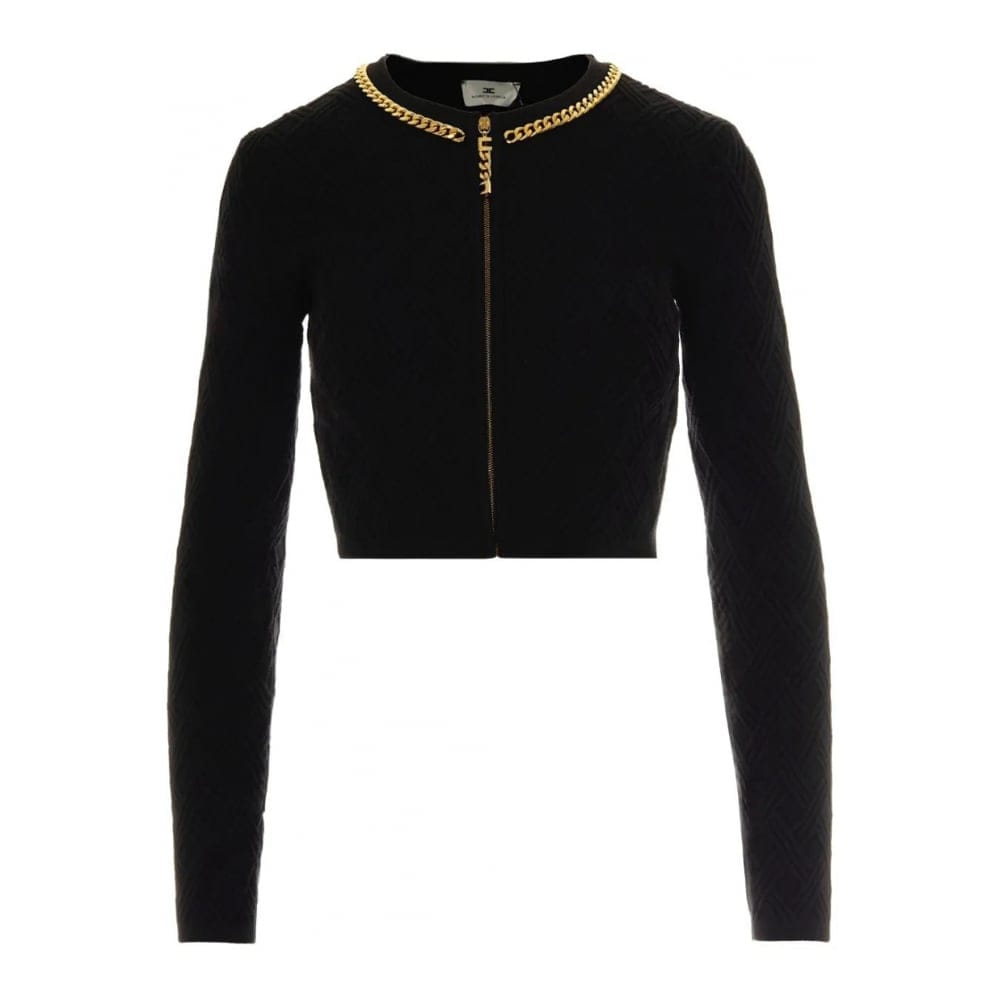 Elisabetta franchi - Cardigan 'Chain-Trim Diamond-Pattern' pour Femmes