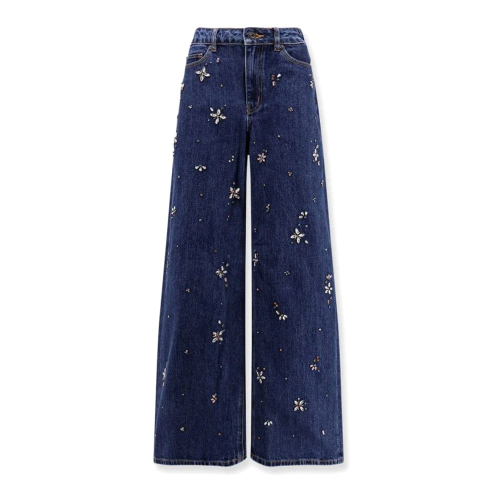 Self-portrait - Jeans 'Wide Leg With Rhinsestones' pour Femmes