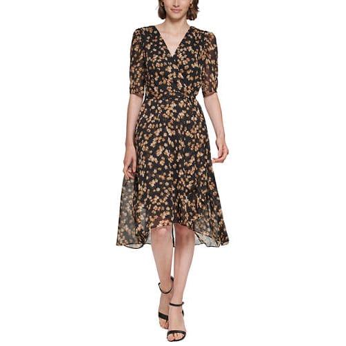 Tommy hilfiger - Robe ajustée et évasée 'Puff Sleeve Floral Chiffon' pour Femmes