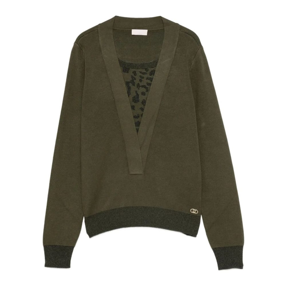 Liu jo - Pull 'V-Neck Patterned-Insert' pour Femmes