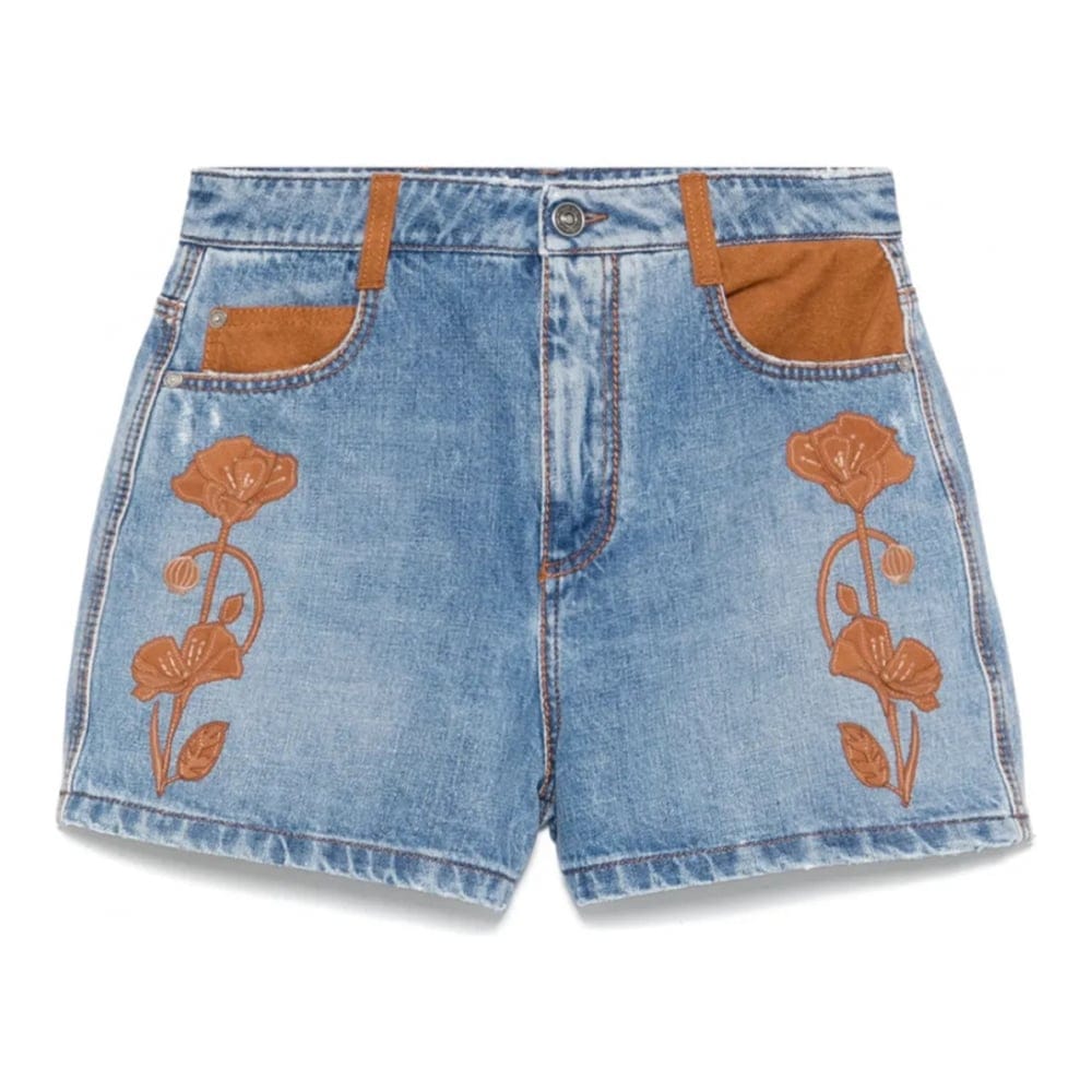 Ermanno scervino - Short en jean 'Floral-Detail' pour Femmes