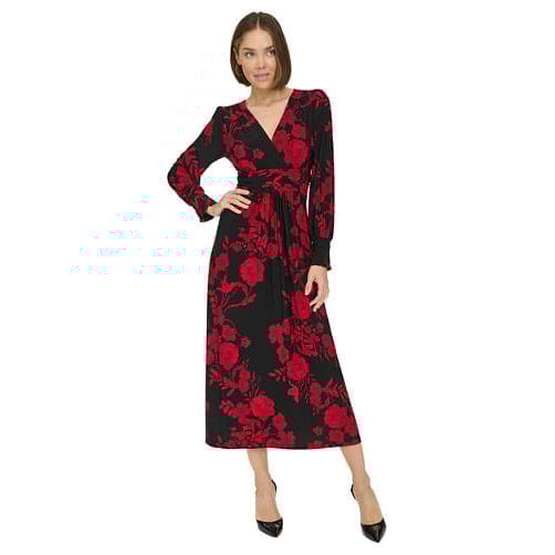 Tommy hilfiger - Robe Midi 'Long Sleeve Ruched Waist Smocked Cuff Vita Floral' pour Femmes