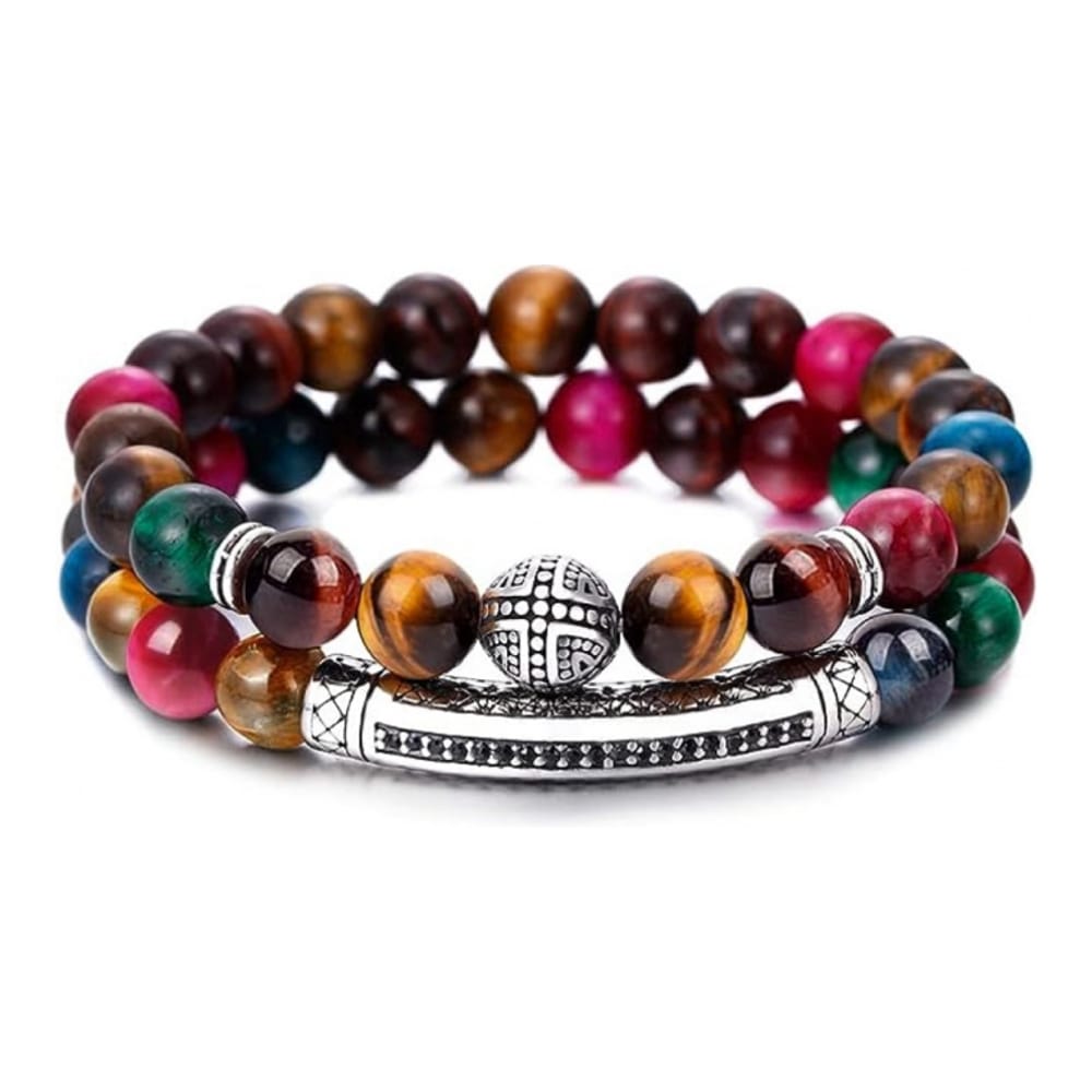 Stephen oliver - Bracelet 'Multi Gemstone Black Cz' pour Hommes - 2 Pièces