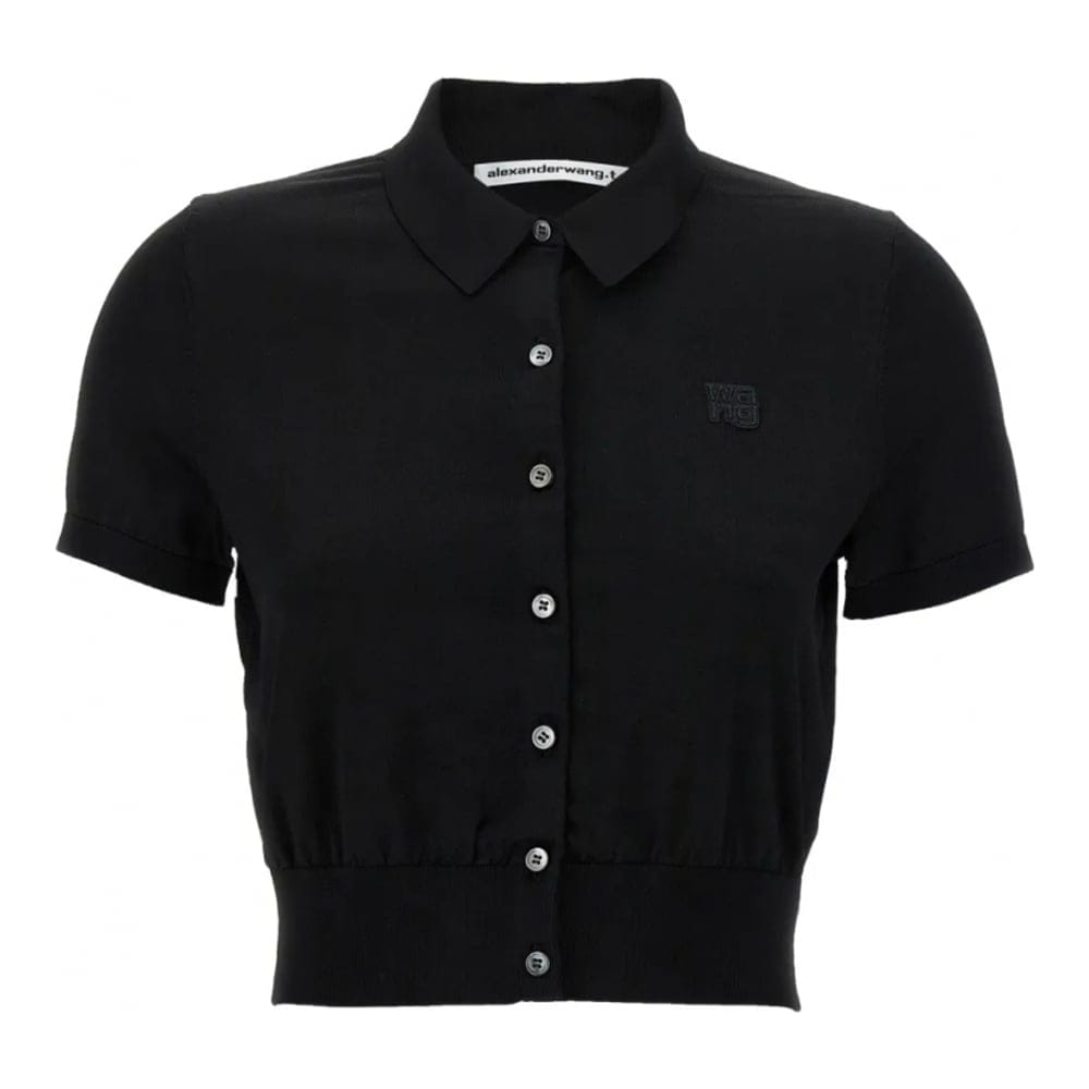T by alexander wang - Chemise à manches courtes 'Logo-Embroidered' pour Femmes
