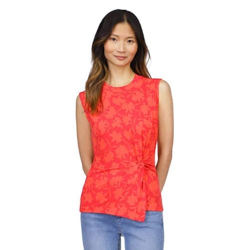 Michael michael kors - 'Sleeveless Floral Side Ruched Knit Top' pour Femmes