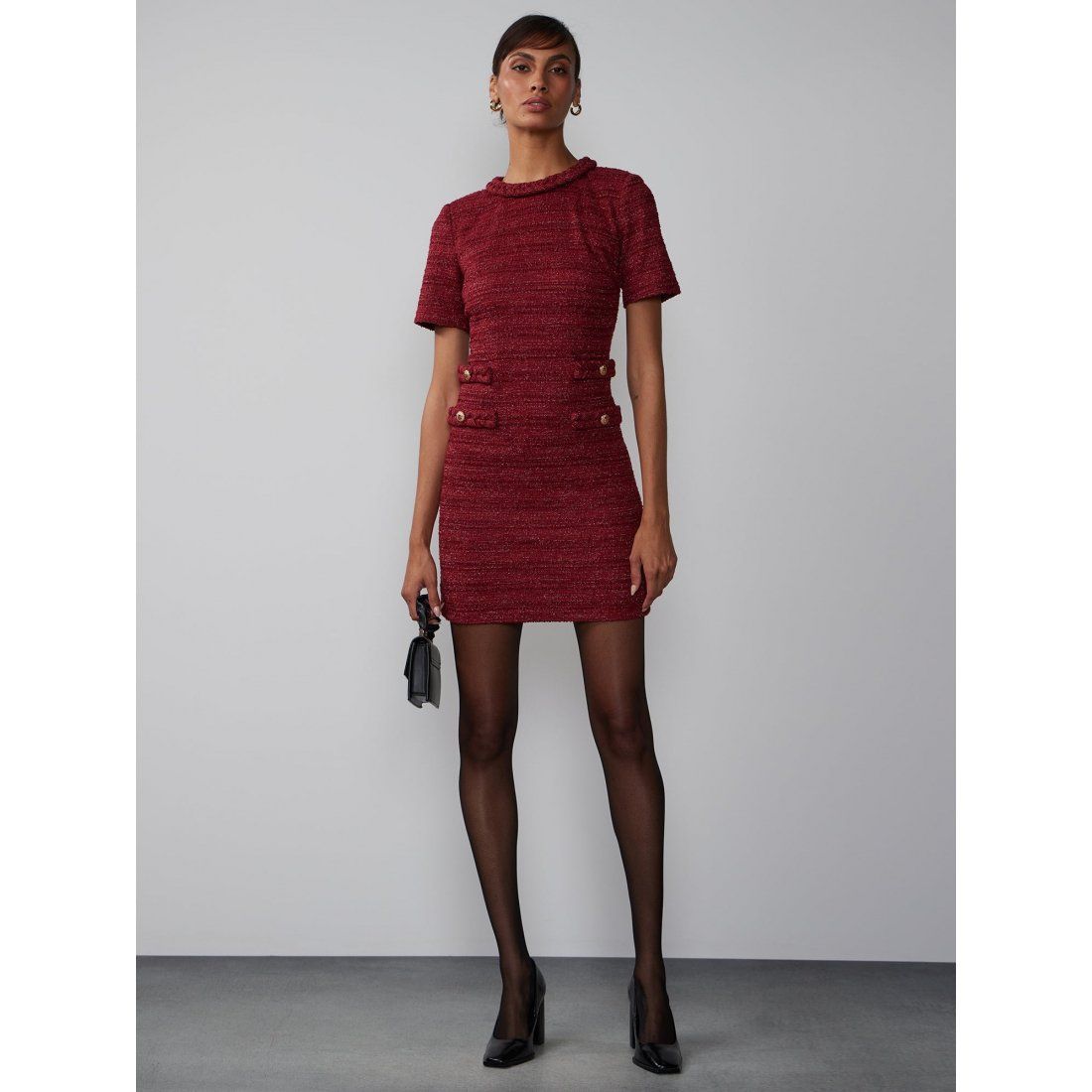 New york & company - Robe mini 'Short Sleeve Tweed Boucle' pour Femmes