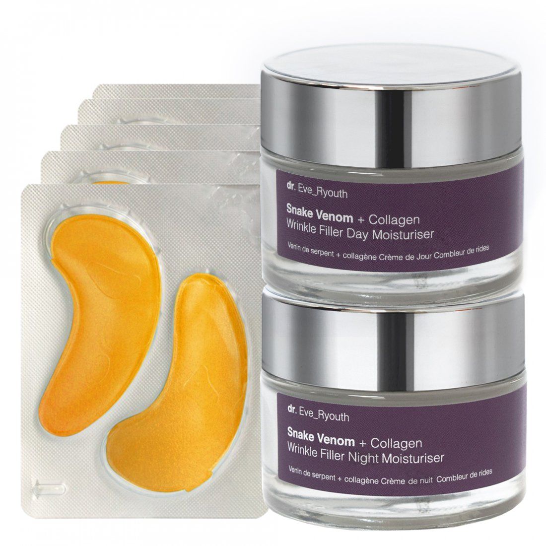 Dr. eve_ryouth - Combleur de rides, Disques yeux '24K Gold + Antioxidant + Snake Venom + Collagen' - 2 Pièces