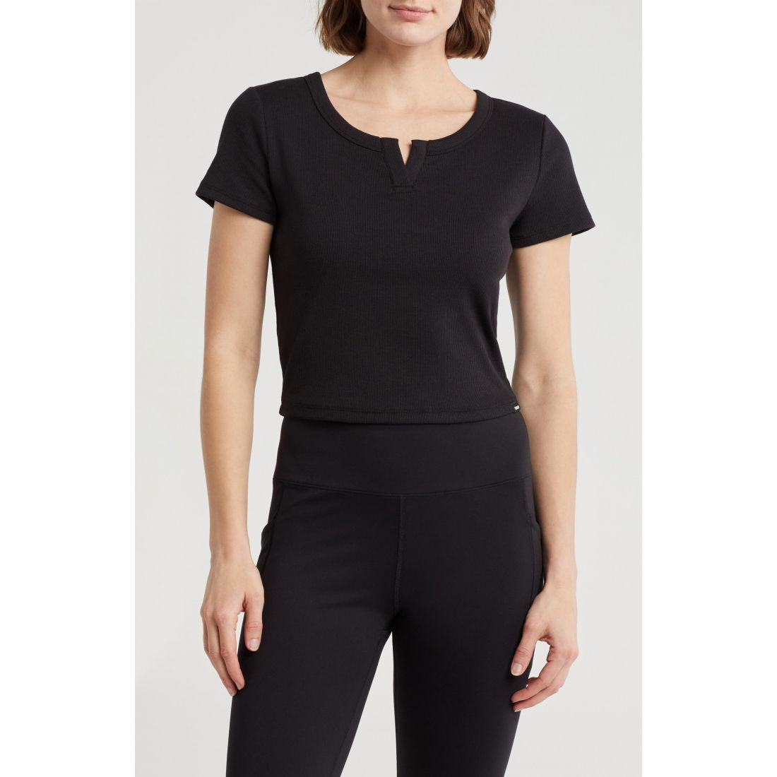 Dkny - T-shirt 'Split Neck Rib Knit' pour Femmes