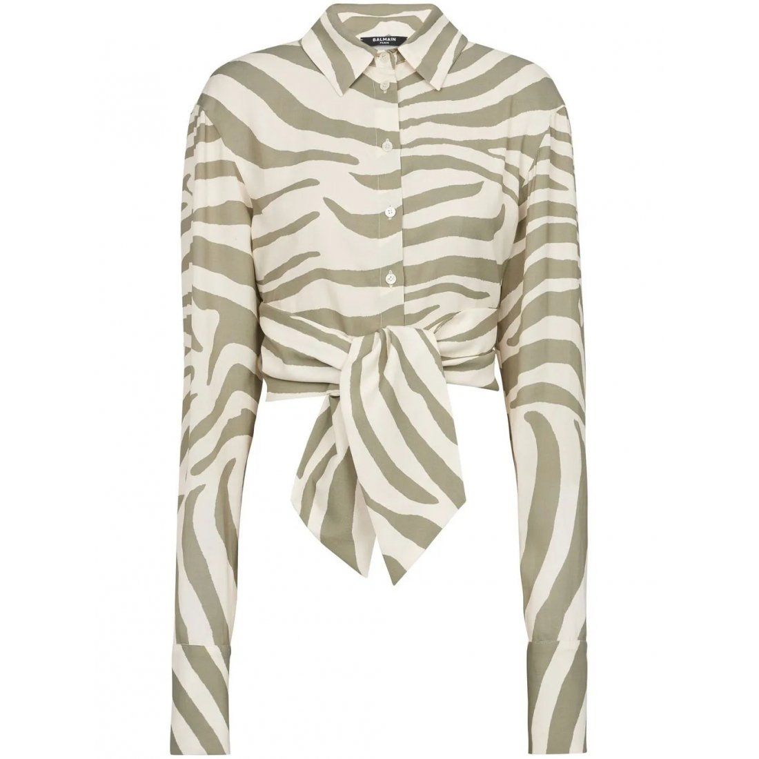 Balmain - T-Shirt manches longues 'Animal-Print Tie-Waist' pour Femmes