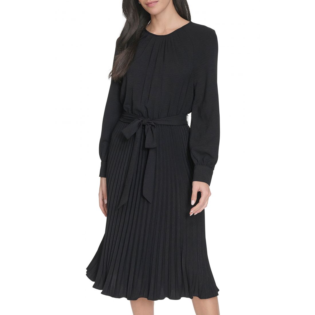 Calvin klein - Robe Midi 'Aerowash Long Sleeve Pleated' pour Femmes