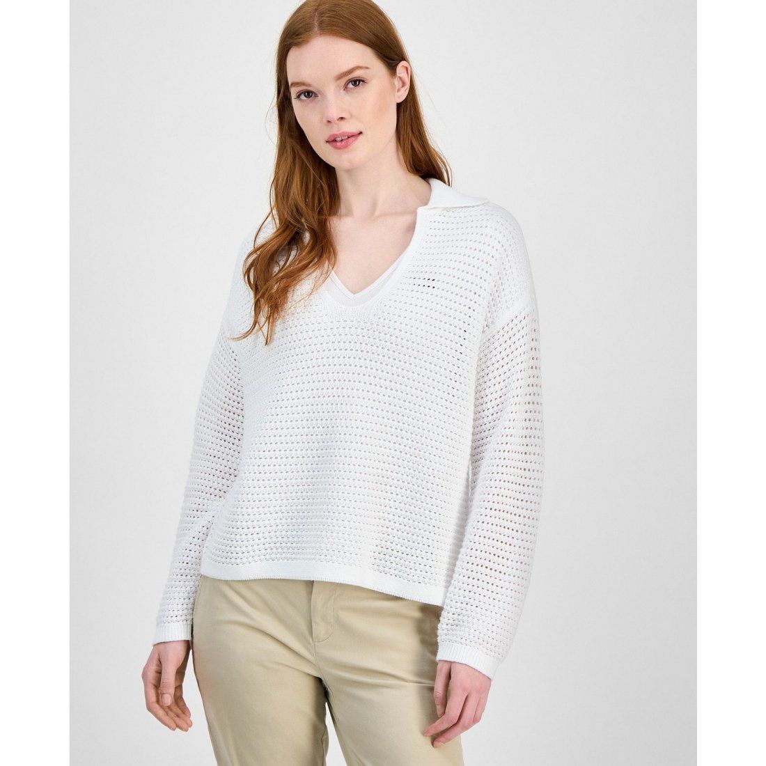 Tommy hilfiger - "Pull 'Open-Stitch Johnny-Collar' pour Femmes"