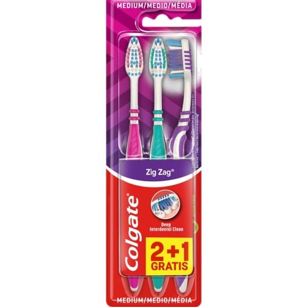 Colgate - Set de brosse à dents 'Zig Zag' - Medium 3 Pièces
