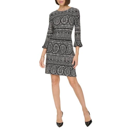 Tommy hilfiger - Robe droite '3/4 Sleeve Pleat Cuff Floral Paisley' pour Femmes