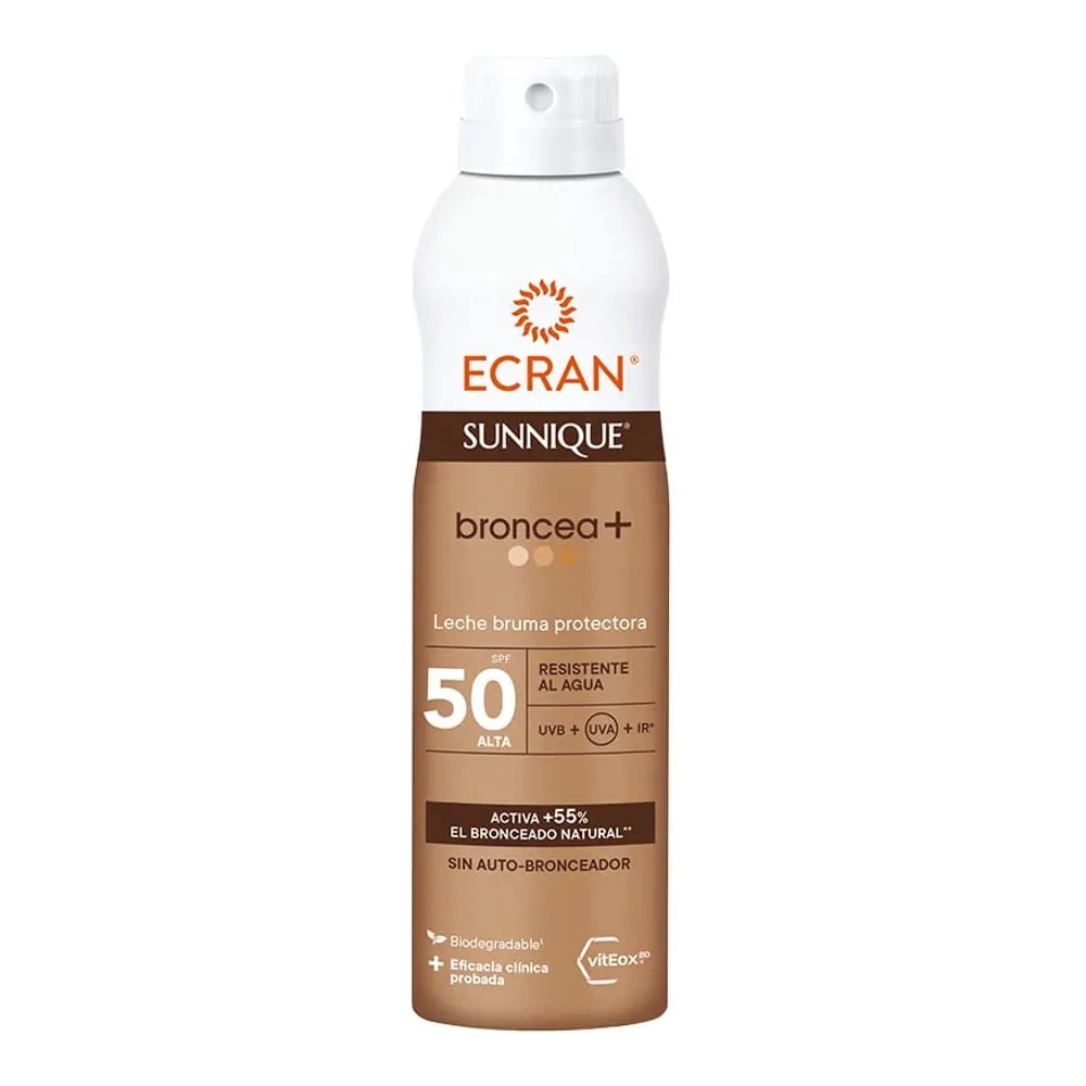 Ecran - Lait solaire en spray 'Sunnique Broncea+ VitEox 80 Waterproof SPF50' - 250 ml