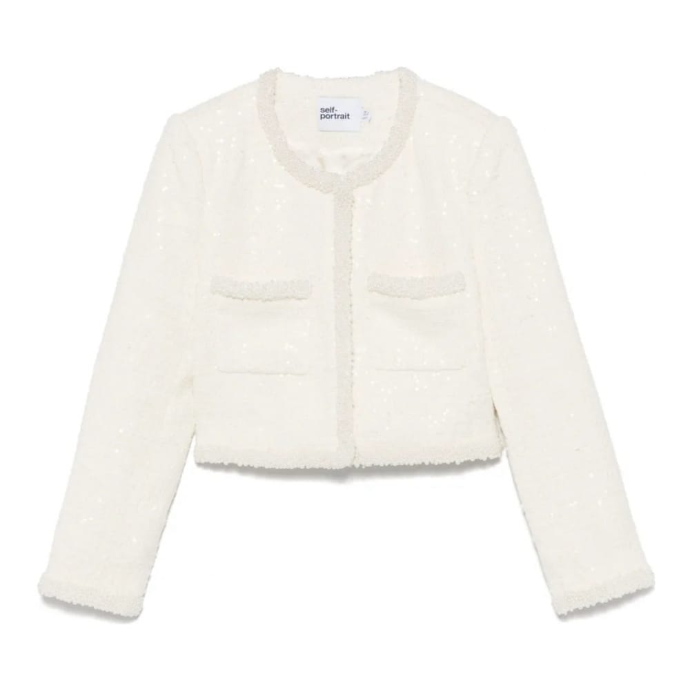 Self portrait - Veste 'Bouclé Faux-Pearl-Trim' pour Femmes