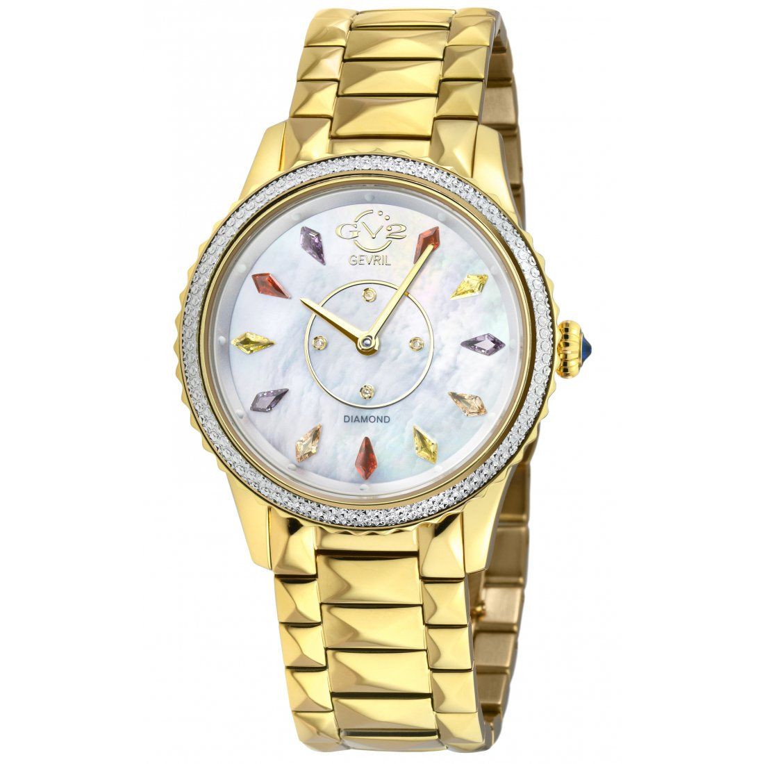 Gevril - Women's Siena IPYG Case, White MOP Dial, Multi index, IPYG Stainless Steel Bracelet