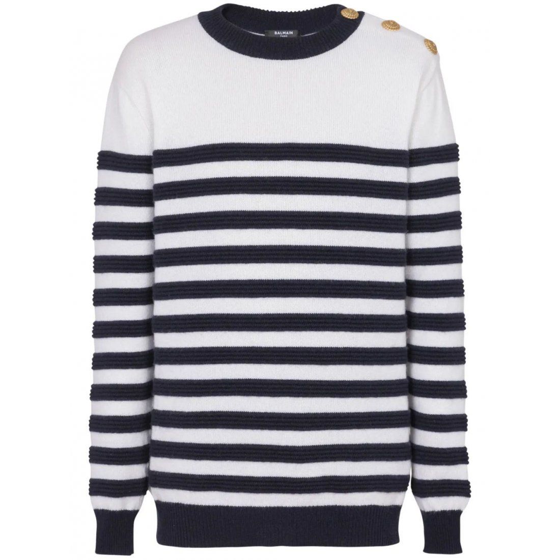 Balmain - Pull en cachemire 'Button-Detail Striped' pour Hommes