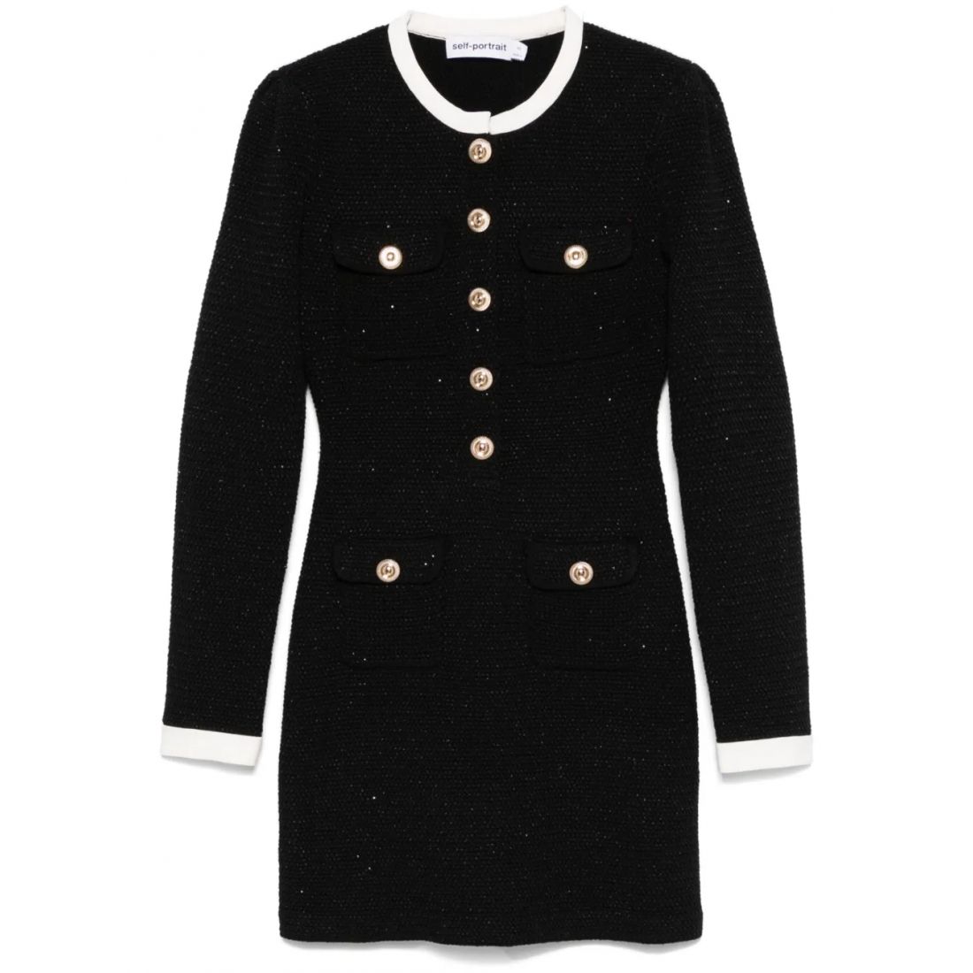 Self portrait - Robe à manches longues 'Knitted Contrast-Collar' pour Femmes