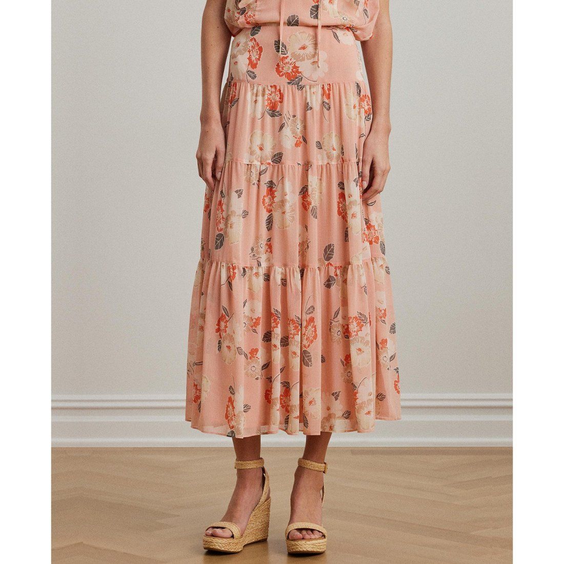 Lauren ralph lauren - "Jupe 'Floral Crinkle Georgette Tiered' pour Femmes"