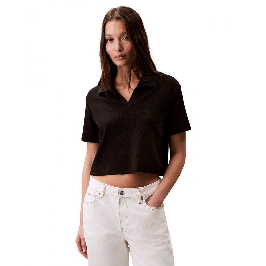 Calvin klein jeans - Femmes's 'Ribbed Monogram-Logo' Polo