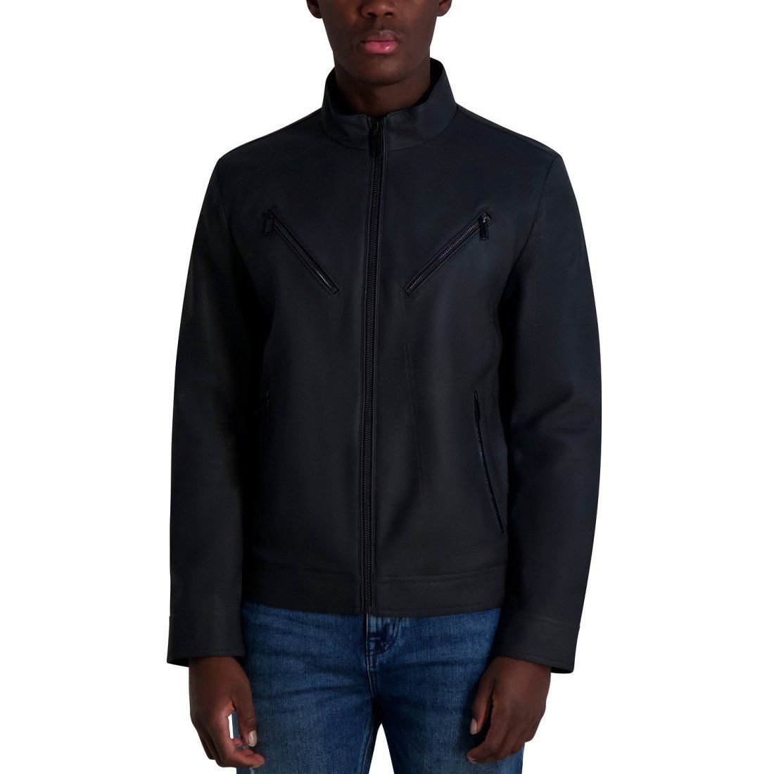 Karl lagerfeld - Veste 'Faux-Leather Moto' pour Hommes