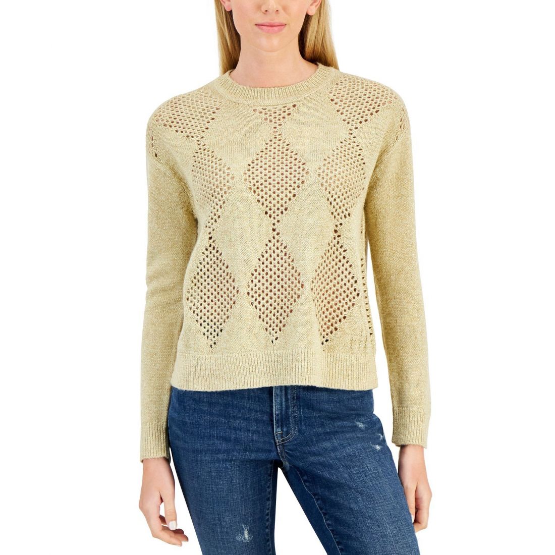 Tommy Hilfiger - Pull 'Open-Stitch Argyle Metallic' pour Femmes