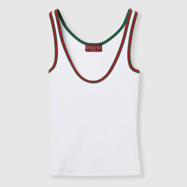 Gucci - Débardeur 'Ribbed With Web Stripe' pour Femmes
