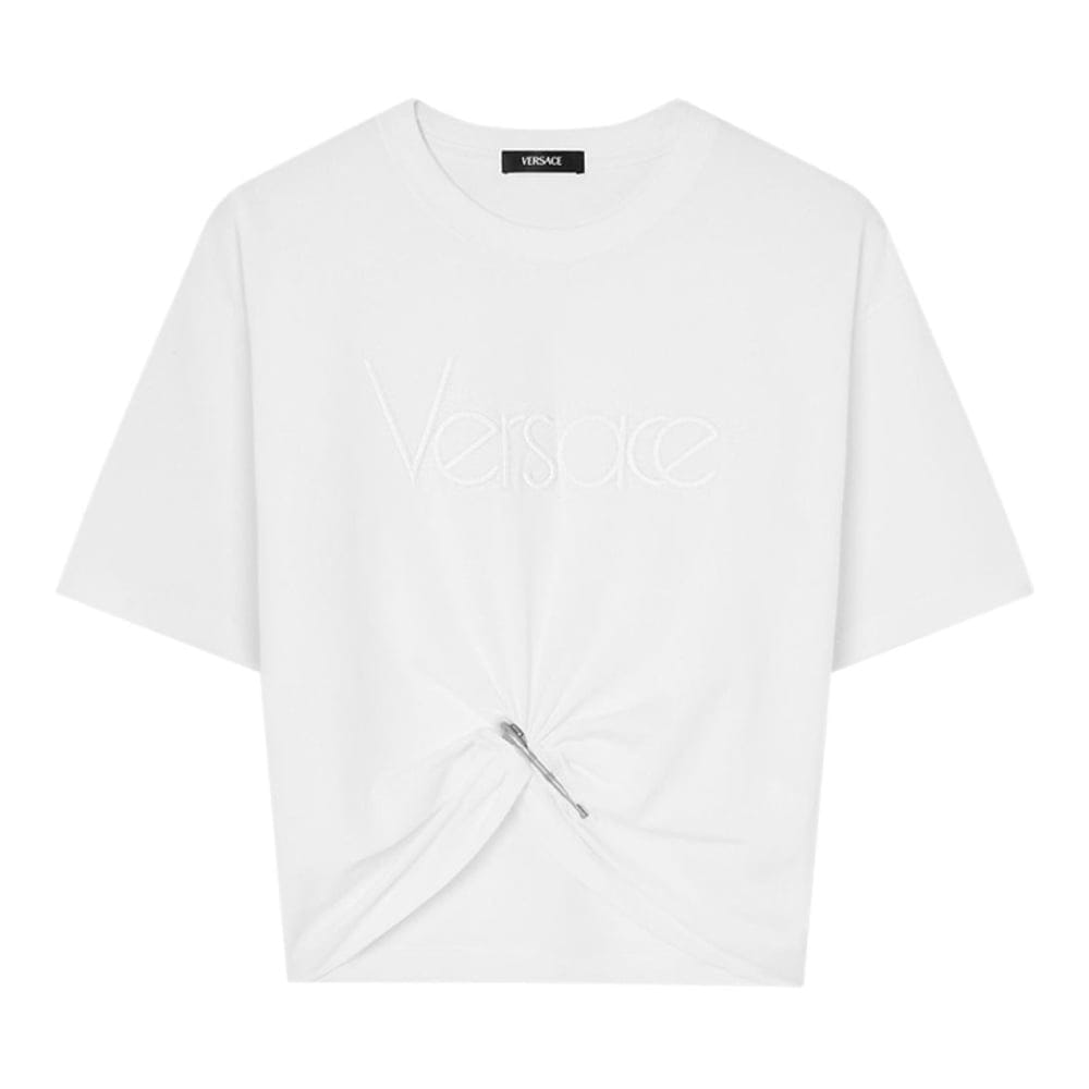 Versace - T-shirt 'Logo-Embroidered' pour Femmes