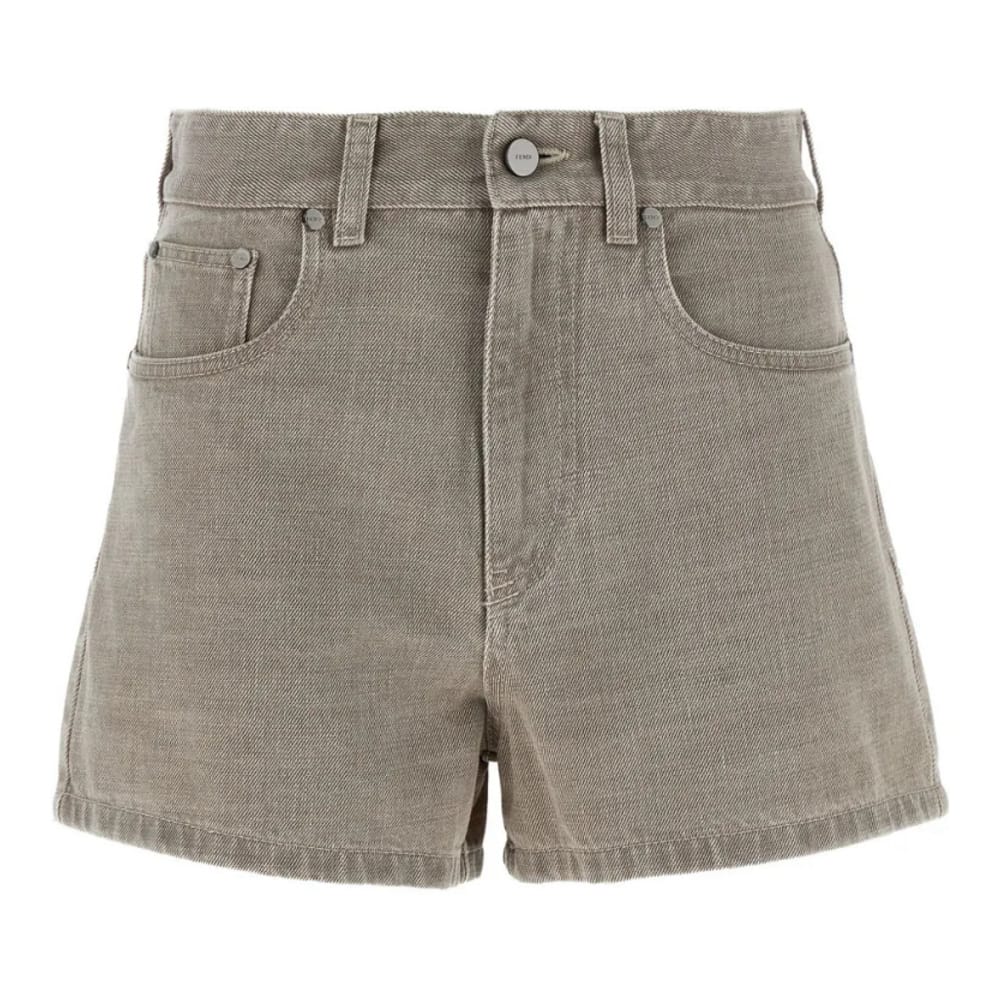 Fendi - Short en jean 'Stamp 1925 Logo-Embroidered' pour Femmes