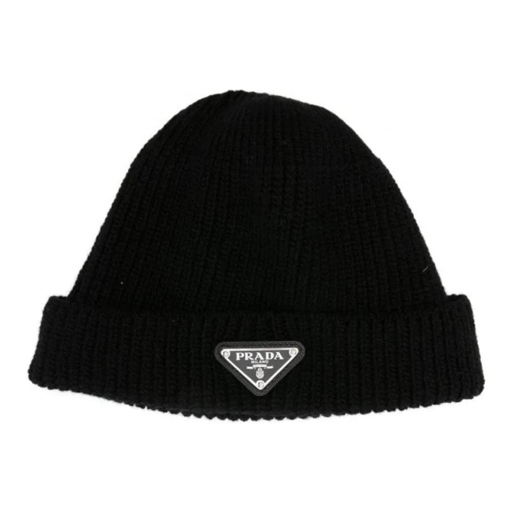 Prada - Bonnet 'Ribbed Logo-Plaque' pour Hommes