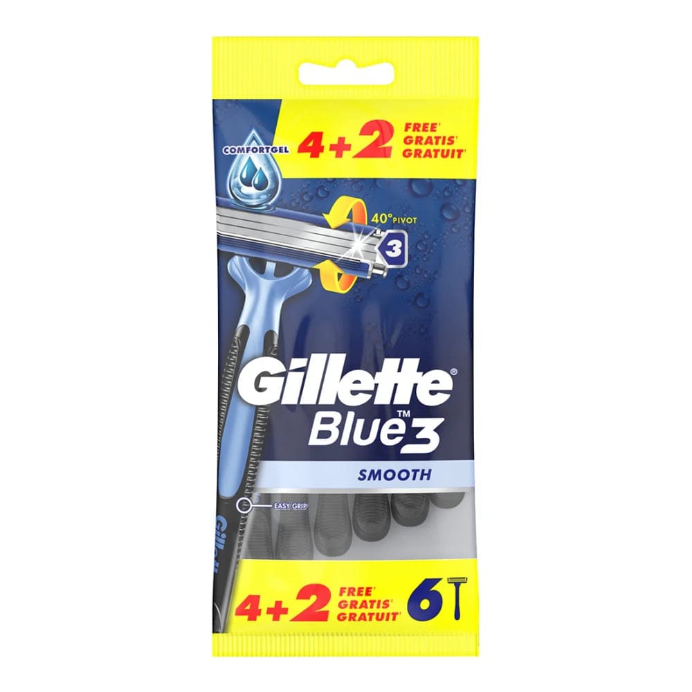 Gillette - Rasoir + Recharge 'Blue 3' - Peaux sensibles, 6 Pièces