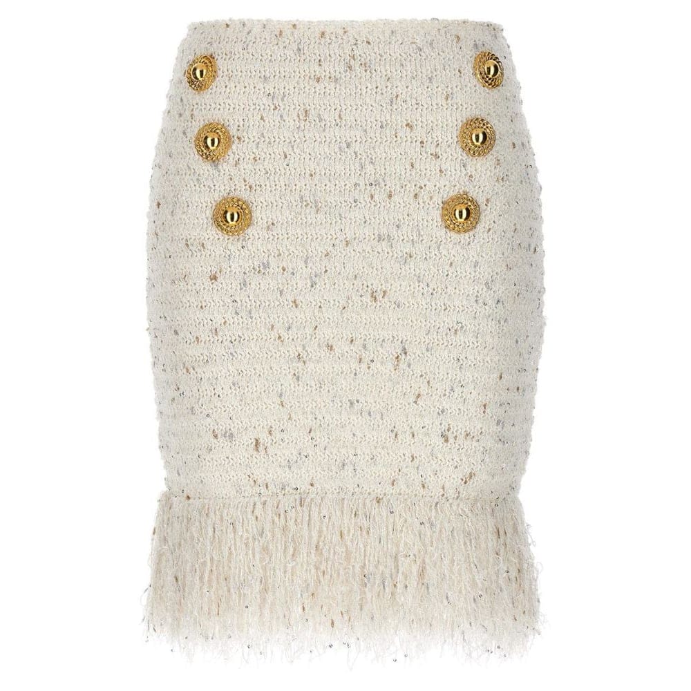 Balmain - Jupe crayon '6-Buttons Fringed Tweed' pour Femmes
