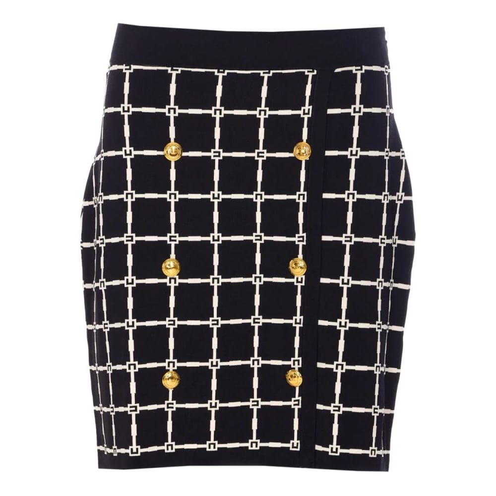 Elisabetta franchi - Mini Jupe 'Grid-Patterned Buttoned' pour Femmes
