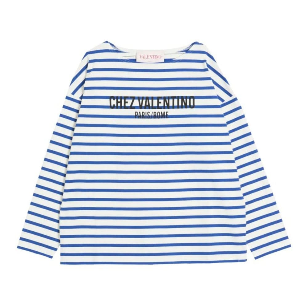 Valentino garavani - T-Shirt manches longues 'Chez Valentino-Print Striped' pour Hommes