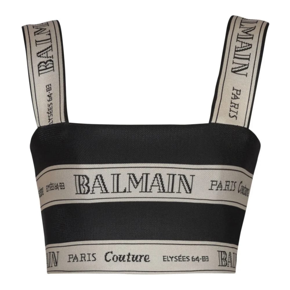 Balmain - Crop Top 'Ribbon-Jacquard' pour Femmes