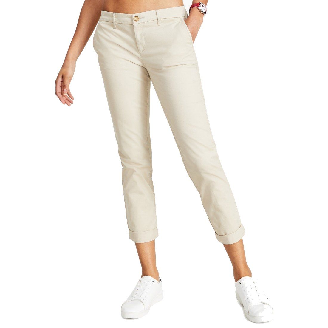 Tommy hilfiger - 'TH Flex Hampton Cuffed Chino Straight-Leg Pants' pour Femmes