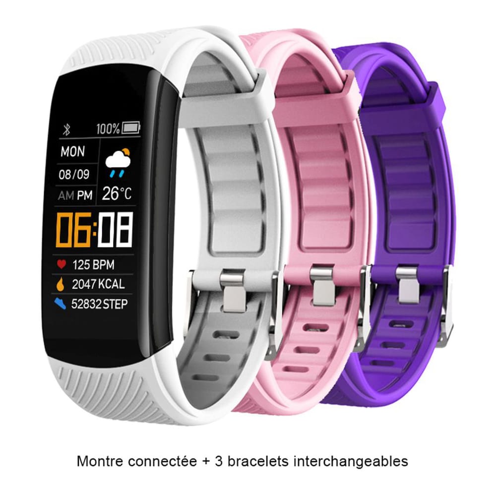 Smartcase - Montre connectée '3 Interchangeable Bracelets With Heart Rate And Sports Activity'